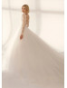 Boat Neck Ivory Lace Tulle V Back Gorgeous Wedding Dress
